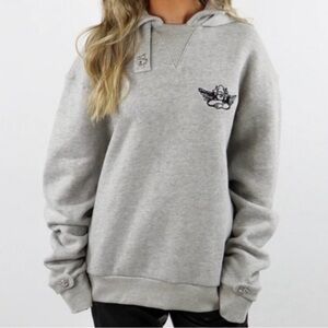 Boys Lie Light Gray Hoodie with Angel Graphic NWOT